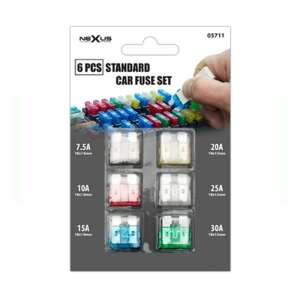 Nexus 6 pcs standard car fuse set, 7.5A, 10A, 15A, 20A, 25A, 30A - Blade Fuse