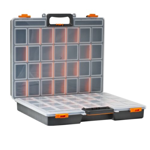 Praktikus 60-Compartment Tool Organizer Box, open