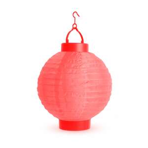 Red LED paper lantern, 20 cm diameter, with hook - Party Decoration