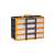 Portable parts storage cabinet with 6 drawers, black and orange