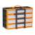 Portable parts storage cabinet with 6 drawers, black and orange