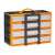 Portable parts storage cabinet with 6 drawers, black and orange