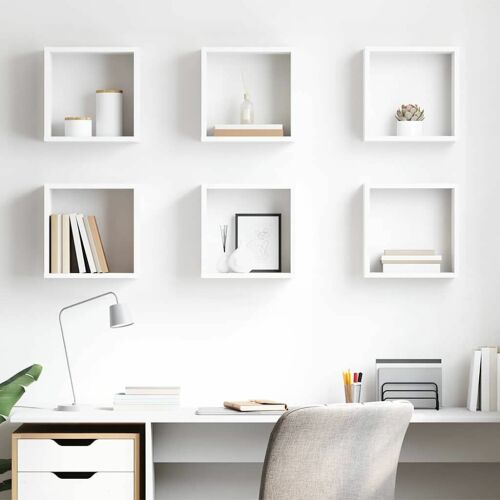 6 db Fehér Kockapolc - 30x15x30 cm 172276583 - Irodabútor