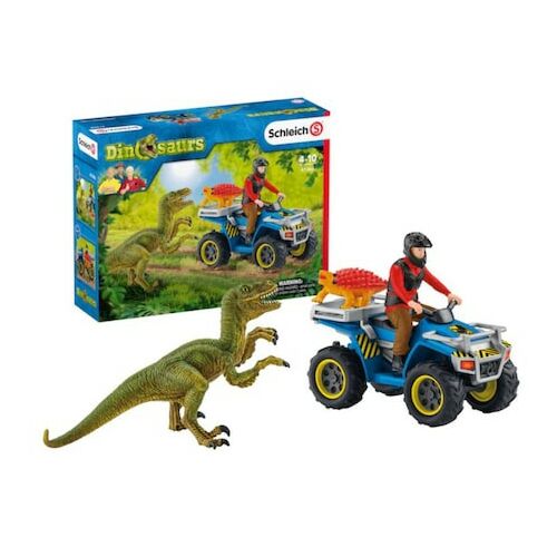 Schleich Escape from a Velociraptor by Quad 41466
