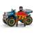 Schleich man figure riding a Schleich quad bike, holding a Schleich Ankylosaurus dinosaur figure