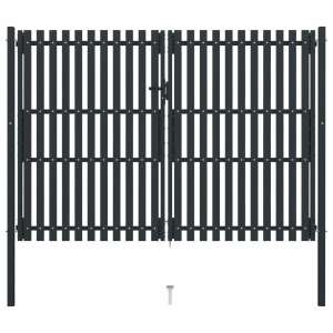 vidaXL antracitszürke kétajtós acél kerítéskapu, 306 x 250 cm - Kertkapu