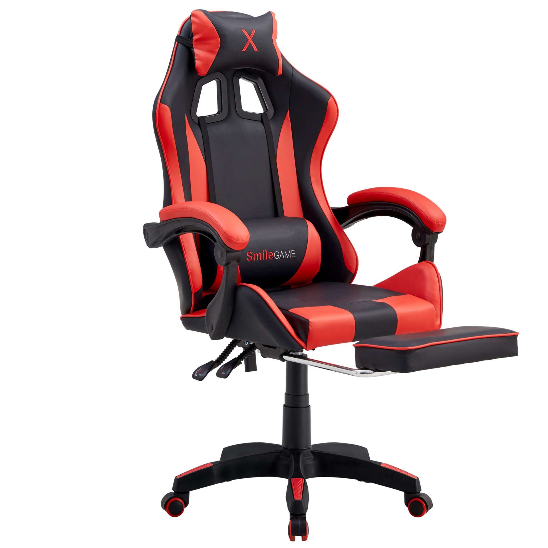 SmileGAME Xtreme Gamer szék lábtartóval #fekete-piros