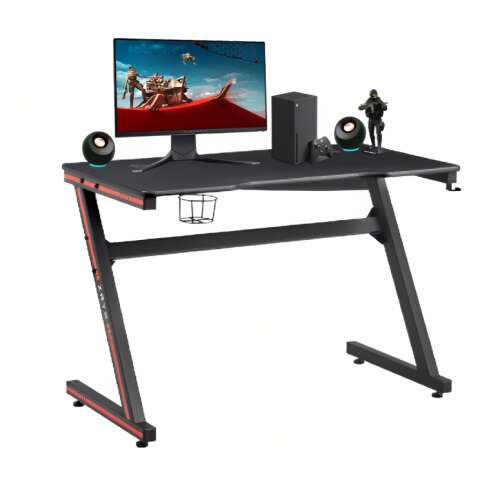 SmileGAME ZRYS Gamer table with steel legs and cup holder 110x60cm #fekete 63776012