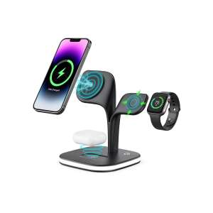Boost 5-w-1 Stacja ładująca bezprzewodowa MagSafe, Czarny, ładowanie iPhone'a, Apple Watch i Airpods - Bezprzewodowa ładowarka