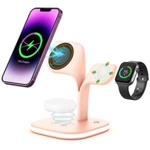 Boost 5 în 1 Stație de Încărcare Wireless MagSafe, Roz 62628624 - Încărcătoare wireless