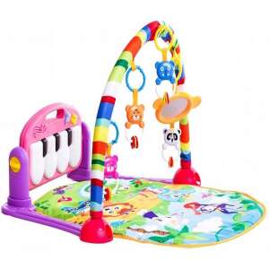 Piano Fitness baba játszószőnyeg - állatos csörgőkkel, hang-, és fényhatásokkal, altatózenével - rózsaszín/lila (BBJ) 62631567 Bébitornázó és játszószőnyeg