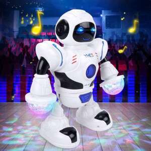 Táncoló, zenélő világító robot - karjában LED lámpákkal, forgó fénysugarakkal HT-01 (BBJ) 62631716 Interaktív gyerek játékok - Robot