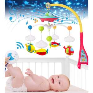 Zenélő, világító kiságyforgó babáknak négy aranyos állatfigurával - 37 x 26 x 6.5 cm (BBJ) 62634460 Babakocsi & Kiságy játék