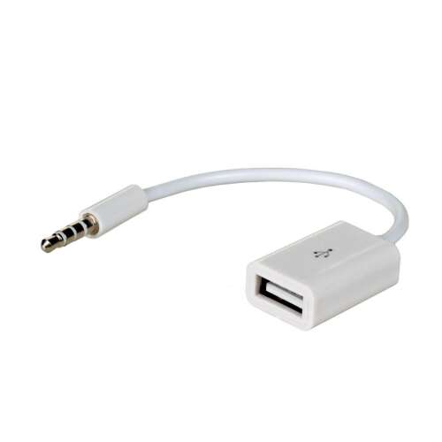 Akyga AK-AD-24 USB to 3.5mm Jack adapter, white, 15cm