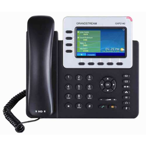 Grandstream GXP2140 VoIP phone, black, with color screen, HD audio, 4 lines, 5 programmable keys
