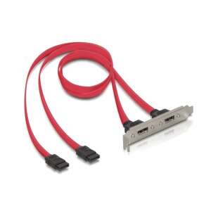Placă adaptor DeLock 2x SATA la 2x eSATA 65116, cabluri roșii, 45cm - Cabluri și accesorii