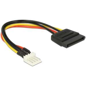 DeLock Power Cable SATA 15 pin female > 4 pin floppy male 15cm 83918 84439394 