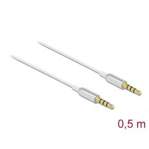 DeLock Stereo Jack Cable 3.5mm 4 pin male to male Ultra Slim 0,5m White 66073 82863456 