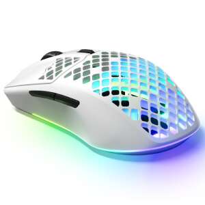 Angled view of SteelSeries Aerox 3 Wireless White Gaming Mouse - Steelseries