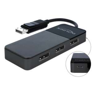 Delock DisplayPort 1.4 Splitter, 1 bemenet 3 kimenetre, MST Hub - Delock