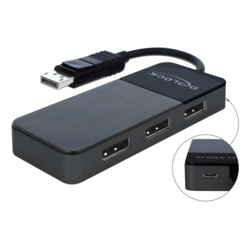 Delock DisplayPort 1.4 Splitter, 1 bemenet 3 kimenetre, MST Hub