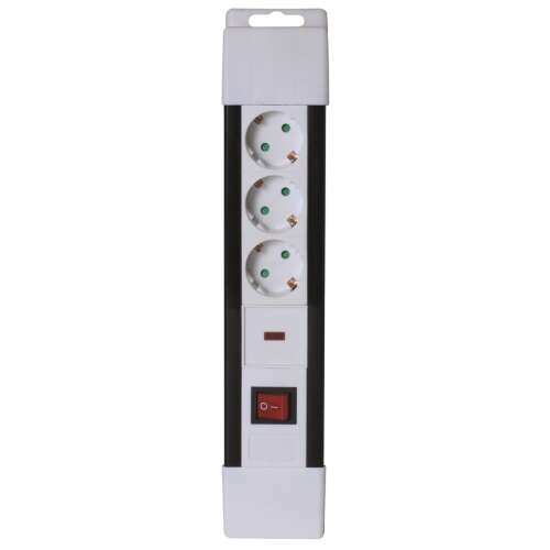 Listwa sieciowa z zabezpieczeniem przeciwprzepięciowym Home NVP 03K/WH, 2 m, z wyłącznikiem, kabel H05VV-F 3G1,5 mm2, konstrukcja IP20, 3 gniazda, max. 3500W, można zawiesić na ścianie