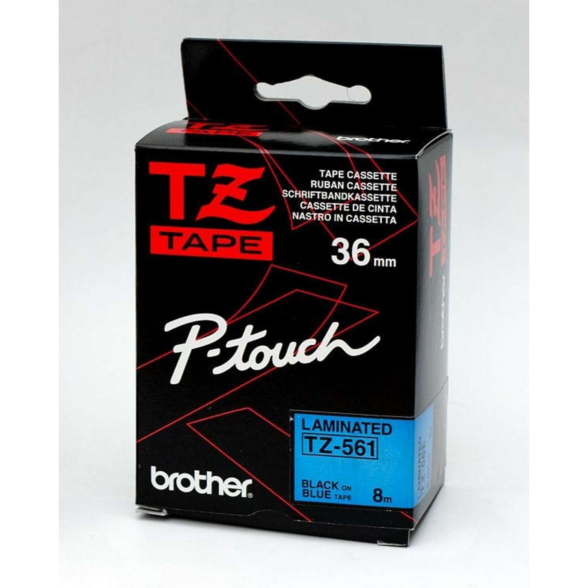 Brother TZe-561 laminált P-touch szalag (36mm) Black on Blue - 8m TZE561