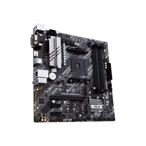 Asus Prime B550M-A AMD B550 mATX Motherboard, schräge Ansicht