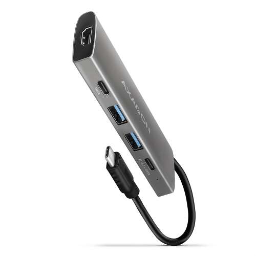 Vizualizare în unghi a hub-ului SuperSpeed USB-C Axagon HMC-5G2 cu porturi HDMI și USB