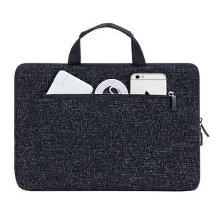 RivaCase 7913 Laptop-Hülle mit Griffen, schwarz, 13,3 Zoll, wasserabweisend, Tweed-Material, gepolsterter Innenraum, Reißverschlussfach, komfortable Griffe - RIVACASE Laptoptaschen und -etuis