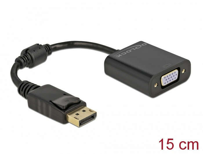 Преходник Displayport към VGA 15 pin TM черен, Delock 61006 (delock61006)