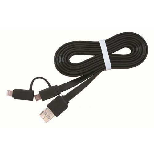 Kabel Gembird 2w1 combo, Lightning 8-pin (M) / microUSB do USB 2.0 (M), 1 m, czarny