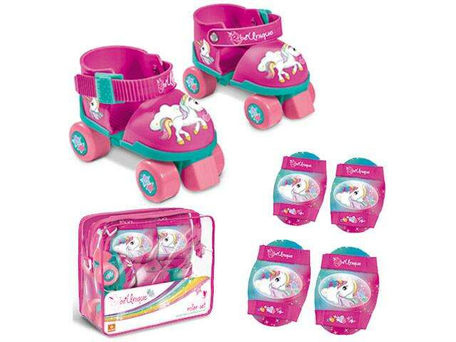 Set de patine cu rotile Unicorn cu echipament de protec?ie - Mondo Toys