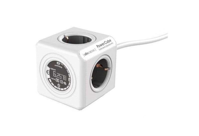 Allocacoc PowerCube Extended Monitor 8910/DEEXMO 230V Distributor 4 zásuvky 1,5m - Biela/Sivá