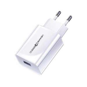 Usams T22 Single USB QC3.0 Travel Charger White CC083, biała  podróżna  ładowarka  z  portem  USB - Karta sieciowa