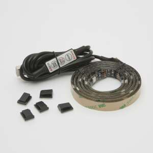 Delight LED strip TV backlight kit, including the strip, remote control, USB cable, and mounting clips - Lamp & Lighting