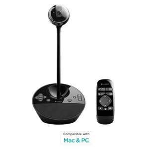 Logitech BCC950 ConferenceCam, cameră web pentru videoconferință 1080p HD cu difuzor încorporat și telecomandă - Logitech Camere web