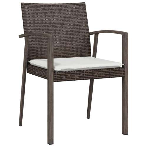 2 db Barna Polyrattan Kerti Szék Párnával - 56,5x57x83 cm 62773908 - Kerti szék