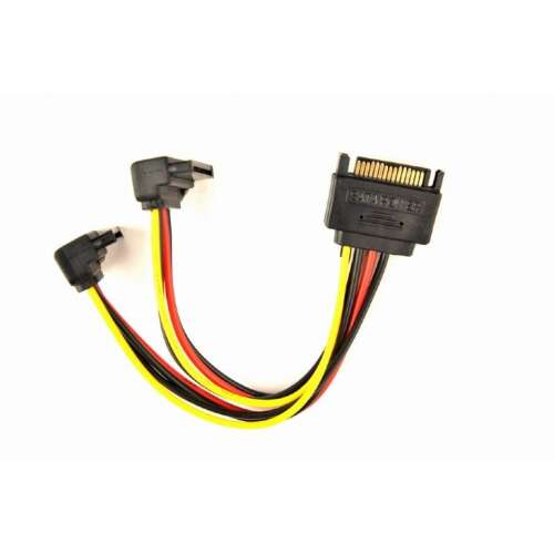 SATA кабел за захранване Gembird CC-SATAM2F-02, 15 пина към 2x SATA HDD с ъглови конектори, 0,15 м