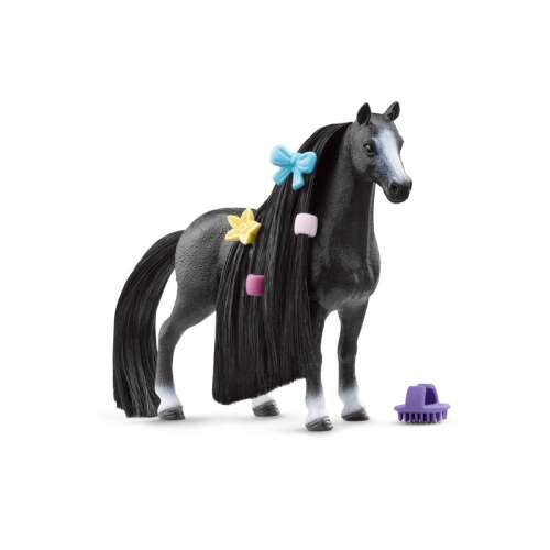 Schleich Horse Club Sofia's Beauties Quarter Horse Mare with Combable Mane, black horse figure with long mane and tail, purple brush, hair accessories