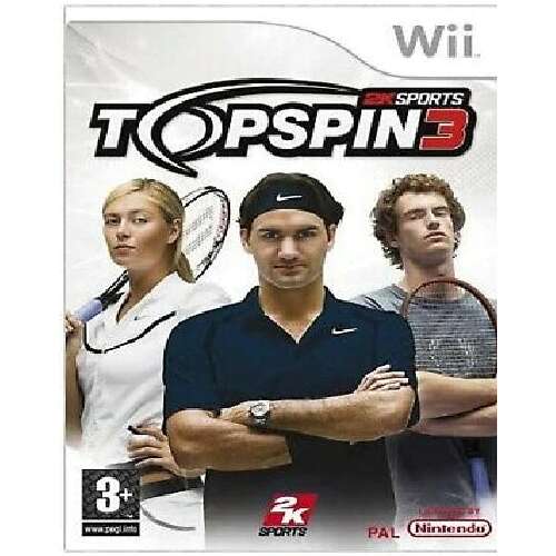 Top Spin 3 Wii video game, featuring tennis players on the cover