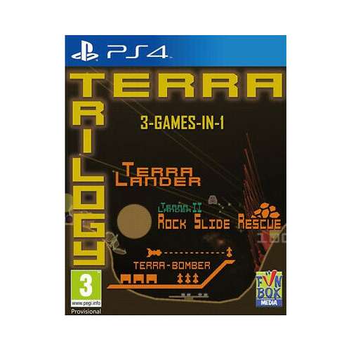 Terra Trilogy PS4 video game, 3 games in 1: Terra Lander, Terra II Rock Slide Rescue, Terra-Bomber