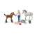Schleich veterinarian figure with a first aid kit, a foal with a bandage on its leg, a mare horse, and a piglet