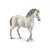 Schleich mare horse figure, white with grey mane and tail, pink beads in mane