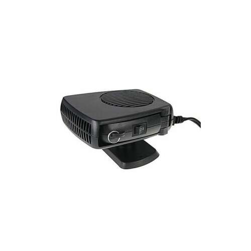 Black car heater fan, 150W, with a cigarette lighter plug
