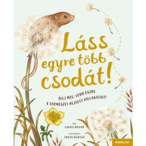 Láss egyre több csodát! könyv borítója, illusztrálva egérrel egy pitypangon, Laura Brand tollából, Babilon kiadás - Gyermek & Ifjúsági könyv