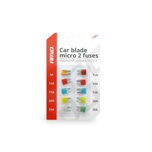 Amio car blade micro 2 fuses, 24 pieces, 5A, 7.5A, 10A, 15A, 20A, 25A, 30A - AMiO Car bulb