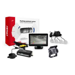 Amio Parkolóasszisztens rendszer 4,3 hüvelykes TFT monitorral, 4 ezüst érzékelővel és HD-501-IR kamerával - AMiO