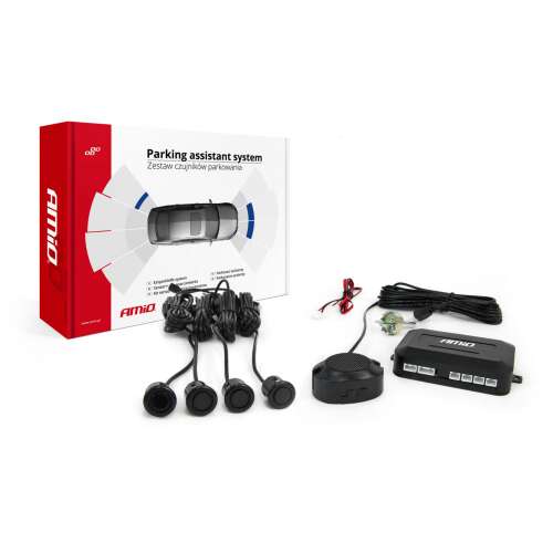 Amio tolató parkoló érzékelők készlet, 4 érzékelő, fekete, 18mm