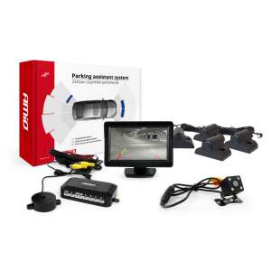 Amio Parkolásérzékelő készlet 4,3" kamerával, HD-315 LED, 4 érzékelős, fekete teherautókhoz - Tolatóradar